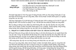 Thông tư 08-LĐTT hướng dẫn sắp xếp cấp bậc công nhân nhân viên kỹ thuật hành chính quản lý xí nghiệp khu vực sản xuất