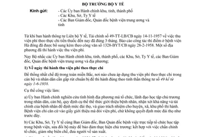 Thông tư 2520-BYT/CB thi hành chế độ thu viện phí theo thực chi năm 1958