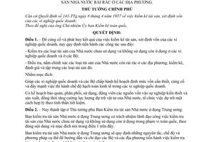 Quyết định 198-TTg kiểm tra tài sản Nhà nước ứ đọng các xí nghiệp các Bộ và tài sản Nhà nước rải rác địa phương