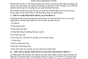 Thông tư 396-ĐY/BYT bản điều lệ tạm thời cho phép làm nghề chữa bệnh bán thuốc