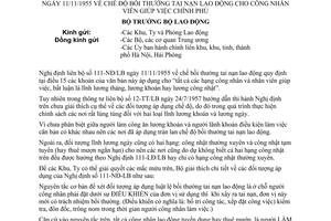 Thông tư 13-LB/TT chế độ bồi thường tai nạn lao động công nhân viên giúp việc Chính phủ bổ sung Nghị định liên bộ 111-NĐ/LB