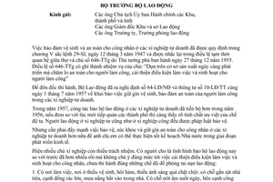 Thông tư 15-LĐ/TT đẩy mạnh công tác bảo hộ lao động xí nghiệp tư doanh