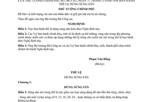 Nghị định 246-TTg thể lệ dùng súng săn