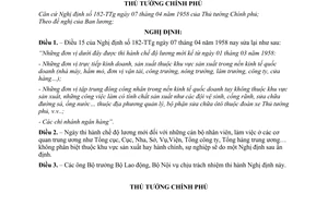 Nghị định 259-TTg chế độ lương cho khu vực sản xuất để sửa đổi Nghị định 182-TTg