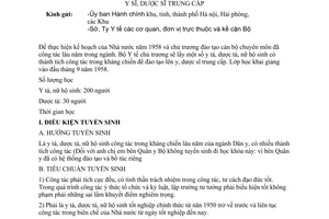 Thông tư 542-YT/TT tuyển sinh y tá, dược tá, nữ hộ sinh lâu năm đi học bổ túc y sĩ, dược sĩ trung cấp