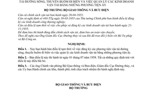 Nghị định 47-NĐ bản điều lệ tạm thời đăng ký các phương tiện vận tải đường sông, thuyền buồm đi biển và quản lý kinh doanh vận tải bằng phương tiện ấy