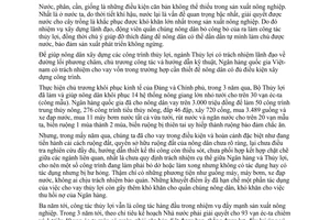 Thông tư liên bộ 315-LB cho vay vốn xây dựng công trình thủy lợi