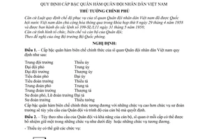 Nghị định 306-TTg quy định cấp bậc quân hàm Quân đội nhân dân Việt nam