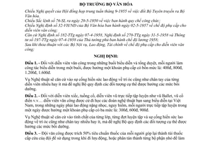 Nghị định 31-VH/NĐ Quy định chế độ phụ cấp cho diễn viên văn công