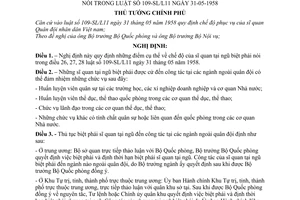 Nghị định 511-TTg chế độ của sĩ quan tại ngũ biệt phái để bổ dung luật 109-SL/L11