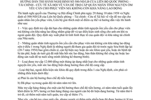 Thông tư 520-TT/LB trợ cấp quân nhân tình nguyện ốm yếu cần phục viên không còn khả năng lao động