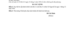 Sắc lệnh 092/SL bãi bỏ cấp hành chính Liên khu 3, 4  Khu Tả ngạn