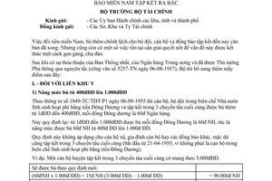 Thông tư 123-TC/HCP/P3 bổ sung thêm thể lệ đổi tiền miền Nam bộ đội, cán bộ đồng bào miền Nam tập kết ra Bắc