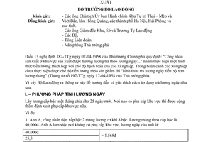 Thông tư 32-LĐ/TL trả lương ngày công nhân viên chức thuộc khu vực sản xuất