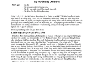 Thông tư 895-LĐ-BH giải thích chế độ nghỉ hàng năm nghỉ việc riêng