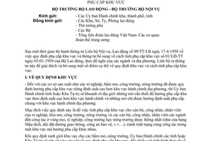 Thông tư 14/TTLB giải thích bổ sung quy định khu vực cách tính phụ cấp khu vực