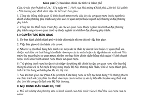 Thông tư 30-TC/LB bàn giao ngành rượu Bộ Tài chính sang Bộ Nội thương