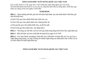 Nghị định 87-VP/NGĐ thể lệ gửi tiền vào quỹ tiết kiệm xã hội chủ nghĩa