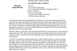 Thông tư 15-LĐ/TT hướng đẫn tiêu chuẩn năng suất lao động nông trường kiến thiết cơ bản