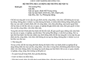 Thông tư liên bộ 16-TT/LB chế độ mai táng phí trợ cấp gia đình cán bộ công nhân viên chức chết không do công tác