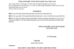 Nghị định 90-VP/NGĐ chế độ kho phát hành mới