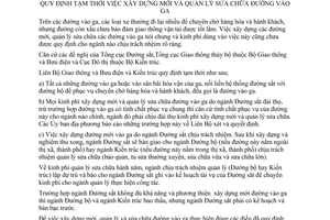 Thông tư liên bộ 15-TT/LB/PC quy định xây dựng mới quản lý sửa chữa đường vào ga