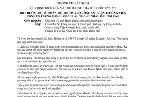 Thông tư liên tịch 73-TT/LB điều kiện thủ tục xử tha tù trước kỳ hạn