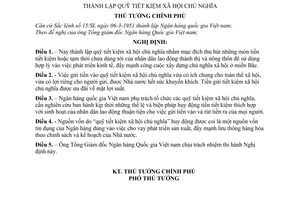 Nghị định 312-TTg thành lập quỹ tiết kiệm xã hội chủ nghĩa