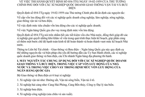 Thông tư 362-TDCTN xí nghiệp quốc doanh giao thông vận tải bưu điện hướng dẫn Quyết định 054-TTg