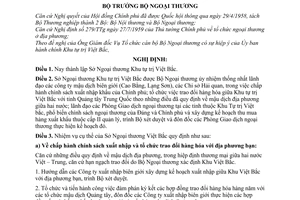 Nghị định 257-BNT/TCCB thành lập Sở Ngoại thương Khu tự trị Việt Bắc