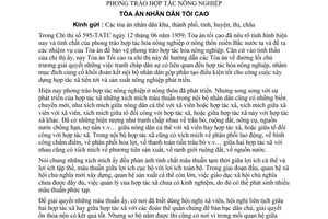 Chỉ thị 1033-DS chủ trương giải quyết tranh chấp dân sự bảo vệ phong trào hợp tác nông nghiệp