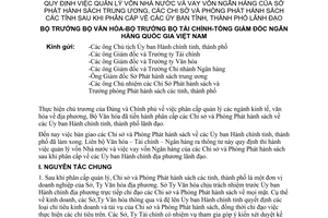 Thông tư 1421-TT/LB quản lý vốn Nhà nước vốn Ngân hàng Sở Phát hành sách trung ương, Chi sở Phòng Phát hành tỉnh sau khi phân cấp