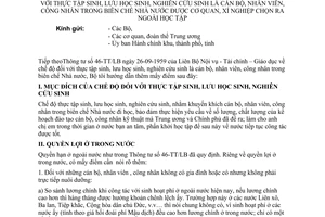 Thông tư 6088-CB/LTC chế độ thực tập sinh nghiên cứu sinh là cán bộ nhân viên công nhân biên chế Nhà nước ra ngoài học tập hướng dẫn Thông tư 46-TTLB