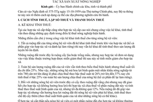 Thông tư 40-TC/NN biện pháp thu thuế nông nghiệp hợp tác xã sản xuất nông nghiệp