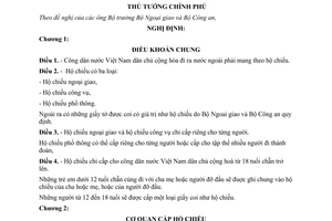 Nghị định 389-TTg quy định việc cấp hộ chiếu