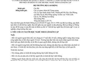 Thông tư 20-LĐ/TT sửa đổi chế độ học nghề theo lối kèm cặp