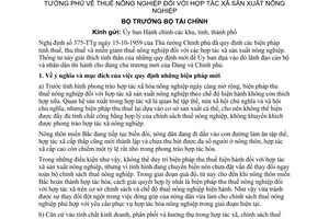 Thông tư 41-TC/NN thuế nông nghiệp hợp tác xã sản xuất nông nghiệp hướng dẫn Nghị định 375-TTg