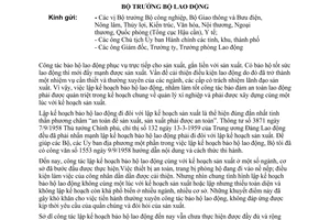 Thông tư 1459-LĐ/BH lập kế hoạch bảo hộ lao động 1960