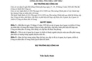 Quyết định 804-QĐ/CA định ngày cán bộ và chiến sĩ Công an nhân dân vũ trang, bắt đầu đeo công an hiệu, phù hiệu, cấp hiệu