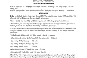 Nghị định 435-TTg thành lập Hội đồng vật giá tại Thủ tướng phủ do Phủ Thủ Tướng ban hành, để sửa đổi Nghị định 271-TTg