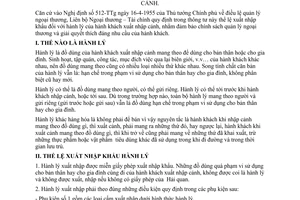 Thông tư 17-LB quy định thể lệ xuất nhập khẩu hành lý khách hàng xuất nhập cảnh