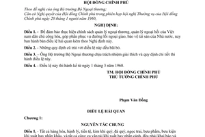 Nghị định 03-CP điều lệ hải quan