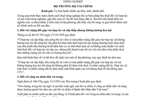 Thông tư 08-TC/NN bổ sung chính sách thuế nông nghiệp