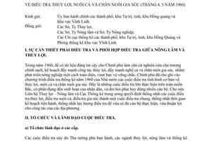 Thông tư 01-TT/LB điều tra thủy lợi nuôi cá chăn nuôi gia súc (tháng 4, 5 năm 1960)