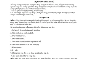 Nghị định 07-CP cấp sổ lao động cho người lao động trong biên chế Nhà nước