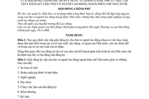 Nghị định 8-CP cấp giấy đăng ký cho thợ và người lao động ngoài biên chế Nhà nước