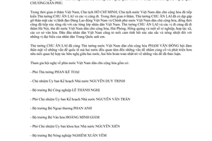 Tuyên bố chung Thủ tướng Chính phủ Cộng hòa nhân dân Trung Hoa Chu Ân Lai thăm nước Việt Nam dân chủ cộng hòa 1960