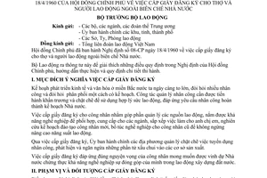 Thông tư 12-LĐ/TT hướng dẫn Nghị định 08-CP cấp giấy đăng ký thợ người lao động ngoài biên chế Nhà nước