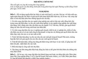 Nghị định 12-CP quy định thể lệ cung cấp và tiêu thụ điện