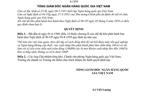 Quyết định 184-QĐ chế độ kho phát hành sửa đổi Nghị định 90-VP
